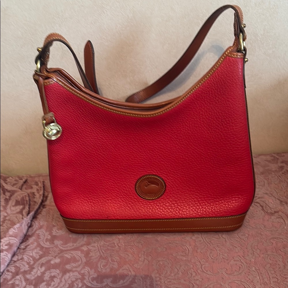 Dooney & Bourke Red and Brown Leather Shoulder Bag